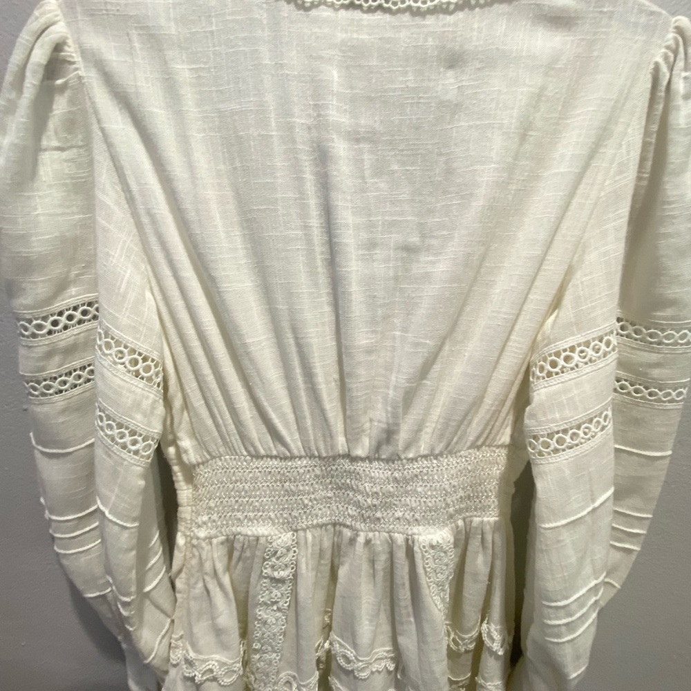 Hemant and Nandita Ruby Eyelet Guae Mini Dress Off White Medium - Picture 11 of 11